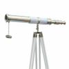 Chrome Nautical Floor Standing Brass 39 inch Telescope with Wooden Tripod Stand view 1
