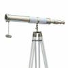 Chrome Nautical Floor Standing Brass 39 inch Telescope with Wooden Tripod Stand view 4