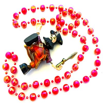 Gasparilla Bobble Head Pirate Beads Necklace New Orleans Mardi Gras Spring Break Cajun Carnival Festival