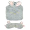 1.5 Litre Hot Water Bottle, Grey Plush Cover with Rabbit Ears and Matching Eye Mask view 1
