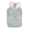 1.5 Litre Hot Water Bottle, Grey Plush Cover with Rabbit Ears and Matching Eye Mask view 2