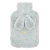 1.5 Litre Hot Water Bottle, Grey Plush Cover with Rabbit Ears and Matching Eye Mask view 3