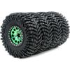 HOBBYSOUL 4pcs RC 2.2 Tires Tyres Height 127mm / 5.0'' & Negative Offset Aluminium 2.2 Beadlock Wheels Rims Green & Black Color for RC Mud Crawler All Terrain TRX4 Capra Wraith Gen8,(Assembled) view 1