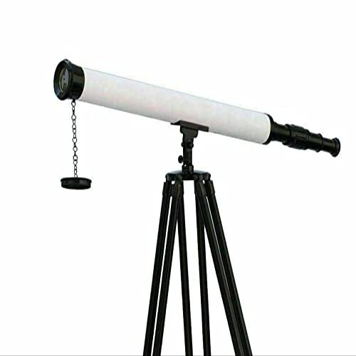 Antique Nautical Floor Standing Brass 39 inch Telescope with Wooden Tripod Stand