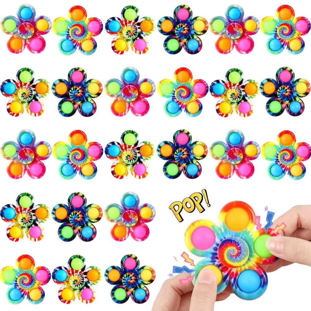 Gigilli 24 Pack Party Favors Fidget Spinners for Kids 4-8-12, Goodie Bags Stuffers Valentine Gifts for Kids 3-5, ADHD Pop Mini Fidget Toys Bulk Treasure Box Toys Classroom Prizes, Adult Anxiety Toys