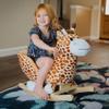 Qaba Kids Plush Ride-On Rocking Horse Toy Giraffe Style with Song for 18-36 Months, Brown view 2