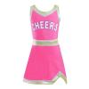 CHICTRY Kids Girls Metallic Splice Cheer Leader Uniform Sleeveless A Line Tutu Dance Dress for Cosplay Rose Red 12 Years view 1