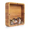 Adult piggy bank square - Wedding money box - Coin saving case for girls and boys - Unique wooden tip jar - Perfect eco friendly kid gift - Strong and natural oak wood 2 SIZES (Standard) view 1