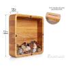 Adult piggy bank square - Wedding money box - Coin saving case for girls and boys - Unique wooden tip jar - Perfect eco friendly kid gift - Strong and natural oak wood 2 SIZES (Standard) view 2