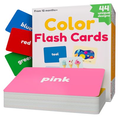 Color Flashcards for Toddlers - 44 Flash Cards to Help Learn Colors & Words - Thick Learning Cards - Includes Simple & Advanced Colors