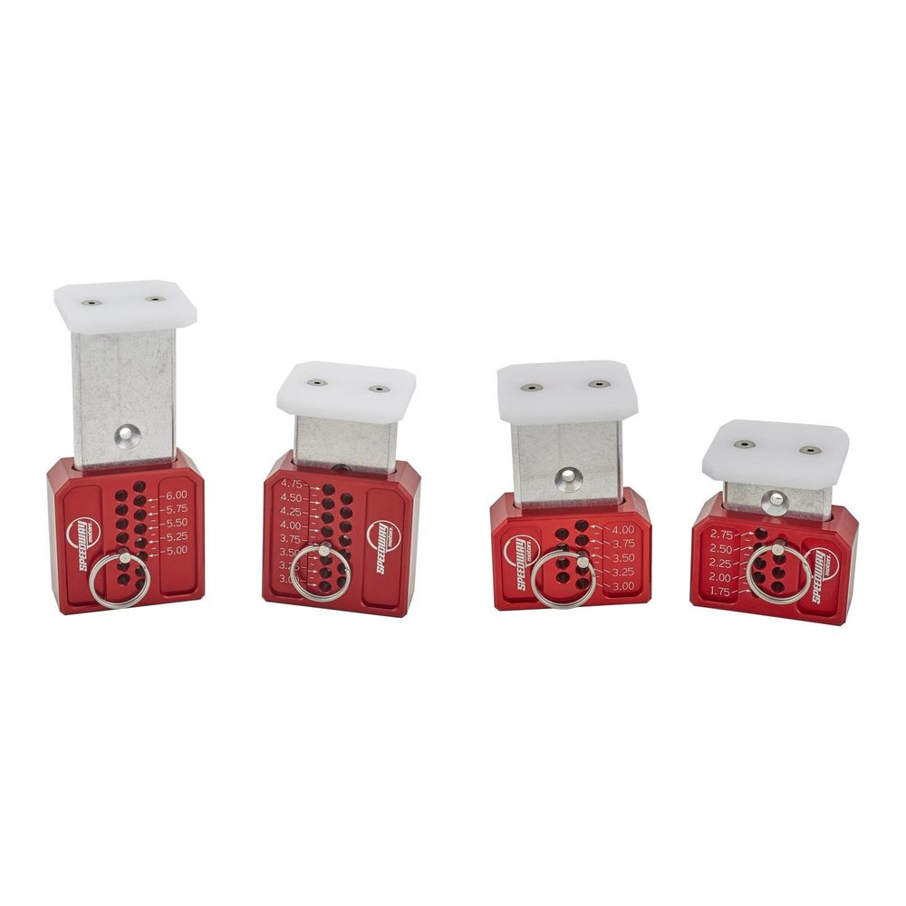 Speedway Motors Pro Adjustable Magnetic Set Up Blocks, 1-3/4 to 4 and 3 to 6 Range, Precision 1/8 Increments for Sprint Car, Midget, and Micro Chassis Suspension Setup