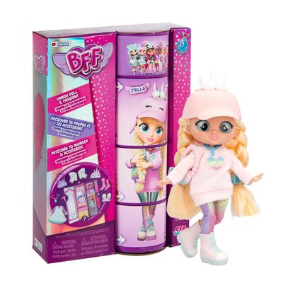 BFF by Cry Babies Stella Fashion Doll with 9+ Surprises Including Outfit and Accessories for Fashion Toy, Girls and Boys Ages 4 and Up, 7.8 Inch Doll