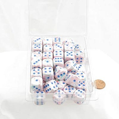 Pop Art Festive Dice with Blue Pips 16mm (5/8in) D6 Pack of 50 Wondertrail
