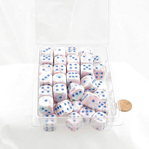 Pop Art Festive Dice with Blue Pips 16mm (5/8in) D6 Pack of 50 Wondertrail