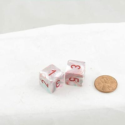 Pop Art Festive Dice with Red Numbers D6 Aprox 16mm (5/8in) Pack of 2 Wondertrail