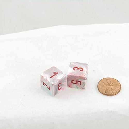 Pop Art Festive Dice with Red Numbers D6 Aprox 16mm (5/8in) Pack of 2 Wondertrail