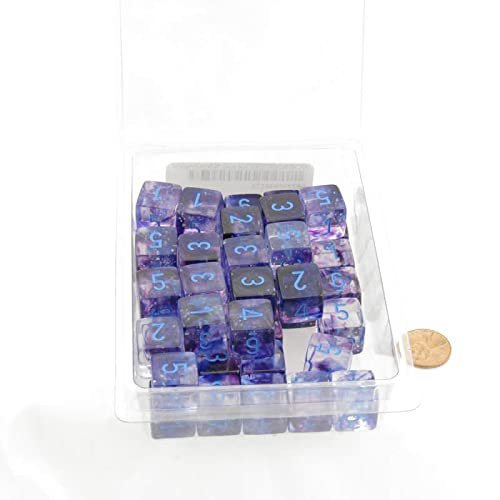 Nocturnal Nebula Luminary Dice with Blue Numbers 16mm (5/8in) D6 Set of 50 Wondertrail