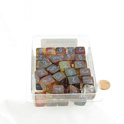 Primary Nebula Luminary Dice with Blue Numbers 16mm (5/8in) D6 Set of 50 Wondertrail