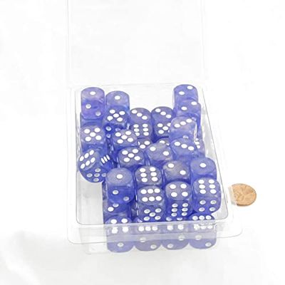 Purple Borealis Dice Luminary with White Pips 16mm (5/8 inch) D6 Set of 50 Wondertrail