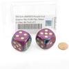 Purple and Teal Gemini Dice with Gold Pips 30mm (1.18in) D6 Pack of 2 Wondertrail view 2