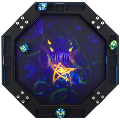 C4Labs 10" Octagon Dice Rolling Tray  Printed Cthulhu Elder Sign Lord of The Deep - Blue, Wood