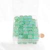 Light Green Borealis Dice Luminary with Gold Pips 16mm (5/8 inch) D6 Set of 50 Wondertrail view 1