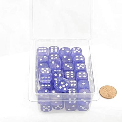 Purple Borealis Dice Luminary with White Pips 12mm (1/2in) D6 Set of 50 Wondertrail