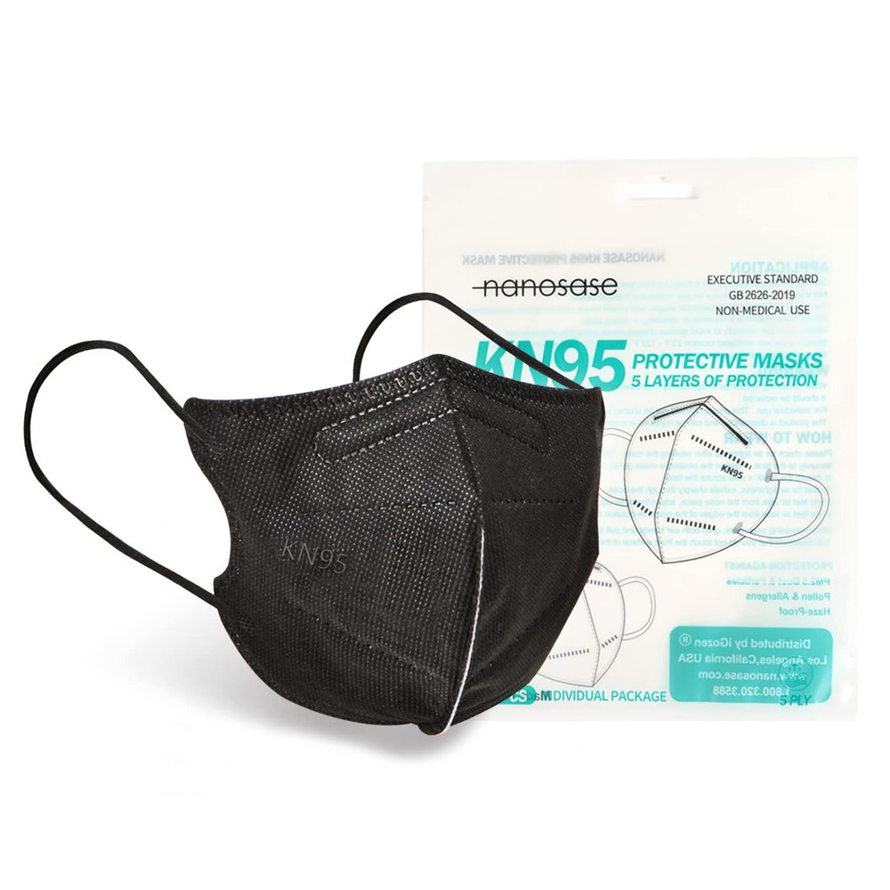 igozen Nanosase KN95 Kids Face Masks, 5 Layers, Individually Wrapped (Kids Black 30 masks)