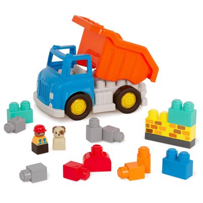Battat Locbloc Toy Dump Truck 17 Pieces Construction Set Working Bucket Building Blocks & Characters 12+ Months