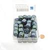 Green Festive Dice with Silver Pips 16mm (5/8in) D6 Pack of 50 Wondertrail view 2