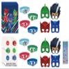 PJ Birthday Party Supplies Favor Bundle Pack includes 8 Loot Bags, 8 RubberBracelets, 24Tattoos, 8 Party PaperMasks, 1 Dinosaur Sticker Sheet view 1