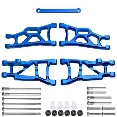 CrazyHobby 4PCS Aluminum Front & Rear Suspension A-Arms Set and Tie Bar for 1/10 Traxxas Slash 2WD Upgrades Parts, Replacement of 2555 3631 2532 (Blue)
