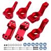 CrazyHobby Aluminum Front Steering Blocks & Caster Blocks and Rear Stub Axle Carriers Upgrade Kit for 1/10 Traxxas Slash 2WD Stampede Rustler VXL, Replacement of 3632 3736 3752 (Red) view 1