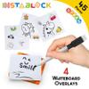 INSTABLOCK 45pcs Magnetic Tiles, Stickers, Mini Whiteboards and Car Set Magnet Building Blocks STEAM Learning Preschool Montessori Educational Sensory Toy for Age 3 + Kids Toddlers Boys & Girls 3D view 4