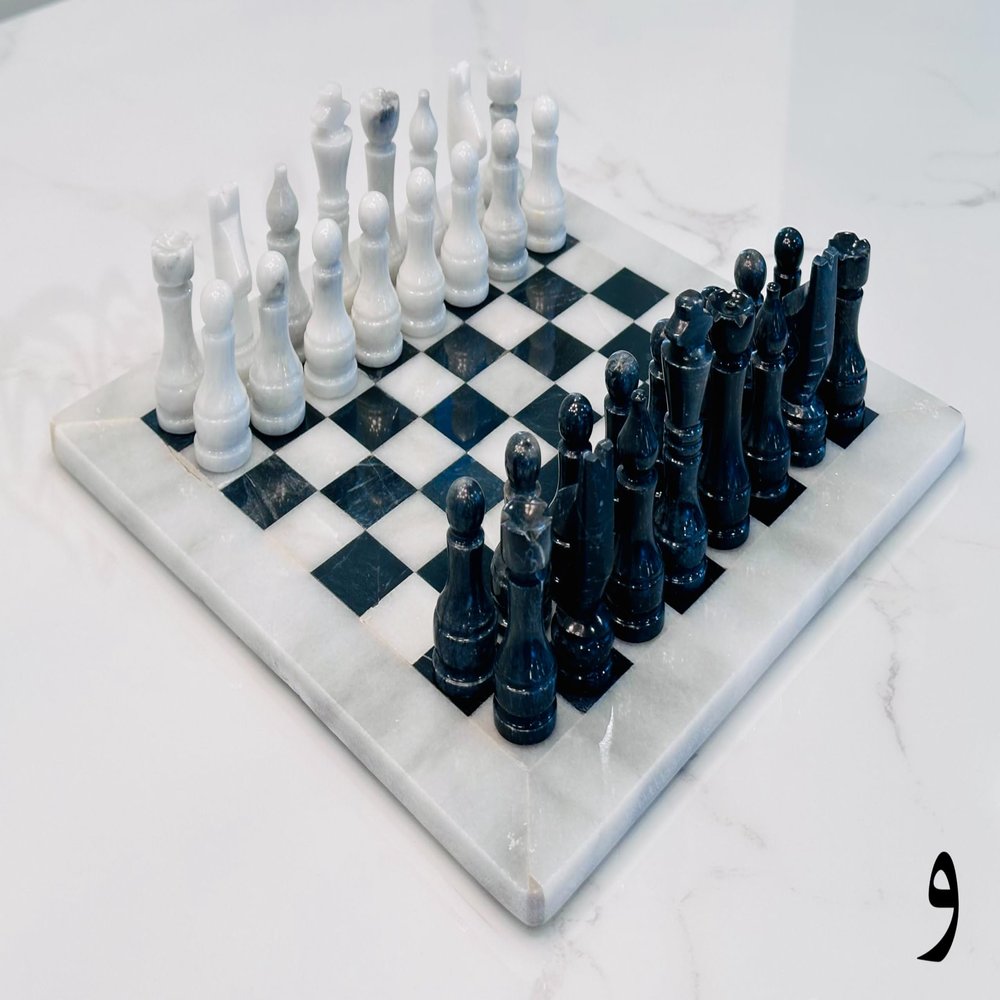 Vintage Marble Chess Set 15" (White (Base) & Black)
