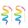Sarah's Silks Mini Rainbow Streamer - Long Ribbon Wand for Kids, Pretend Play, Dance, Baton Stick Twirling, and Gymnastics Party Favors | 100% Silk and Wood Montessori and Waldorf Toys (2) view 1