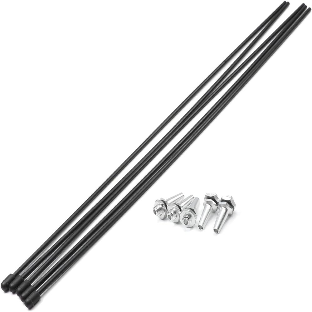 Bettomshin RC Antenna Tube Black with Siliver Mount and Cap for RC Boat 5Pcs