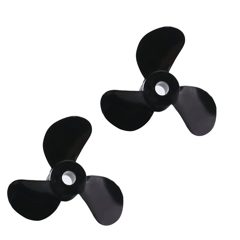 Bettomshin RC Boat CW CCW Propeller 3mm Shaft 3 Vanes 28mm 5.1 P/D Fan Shape Pastic Black Rotating Propeller Props for RC Boat, 2 PairPositive Oar