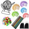 SEETOOOGAMES Deluxe Bingo Game Set - 8 Inch Metal Cage, 50 Paper Cards, 600 Colorful Clear Chips, Bingo Balls and Plastic Master Board, Great for Adults Large Groups, Familiy Games Nights Parties view 2