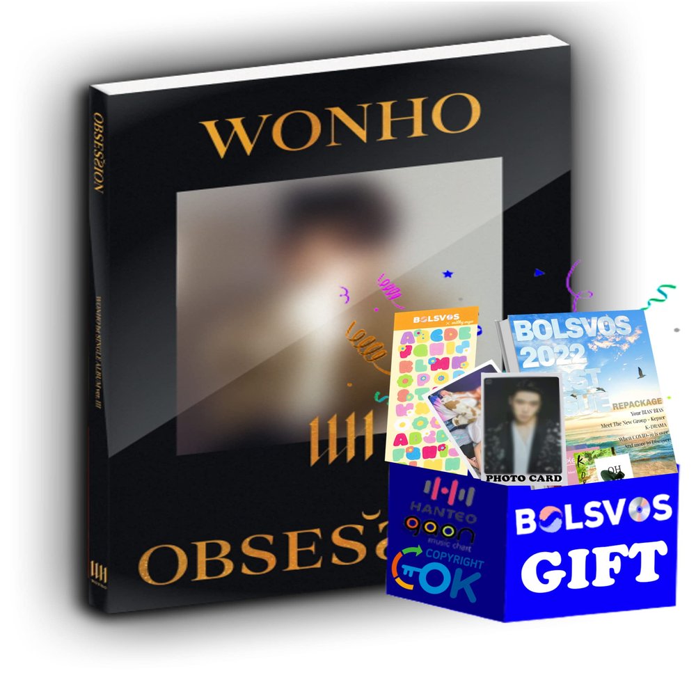 Dreamus WONHO - OBSESSION [Ver 3.] (1st Single Album) Album+Pre Order Limited Benefits+BolsVos K-POP eBook (21p),1EA BolsVos Sticker for Toploader, Photocards