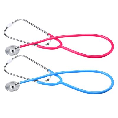 meekoo 2 Pack Kids Stethoscope Toy Real Working Nursing Cosplay Doctors Nurses Stethoscope for Kids Role Play Girls Boys Cosplay Costume Pretend Game Accessories(Pink, Blue)
