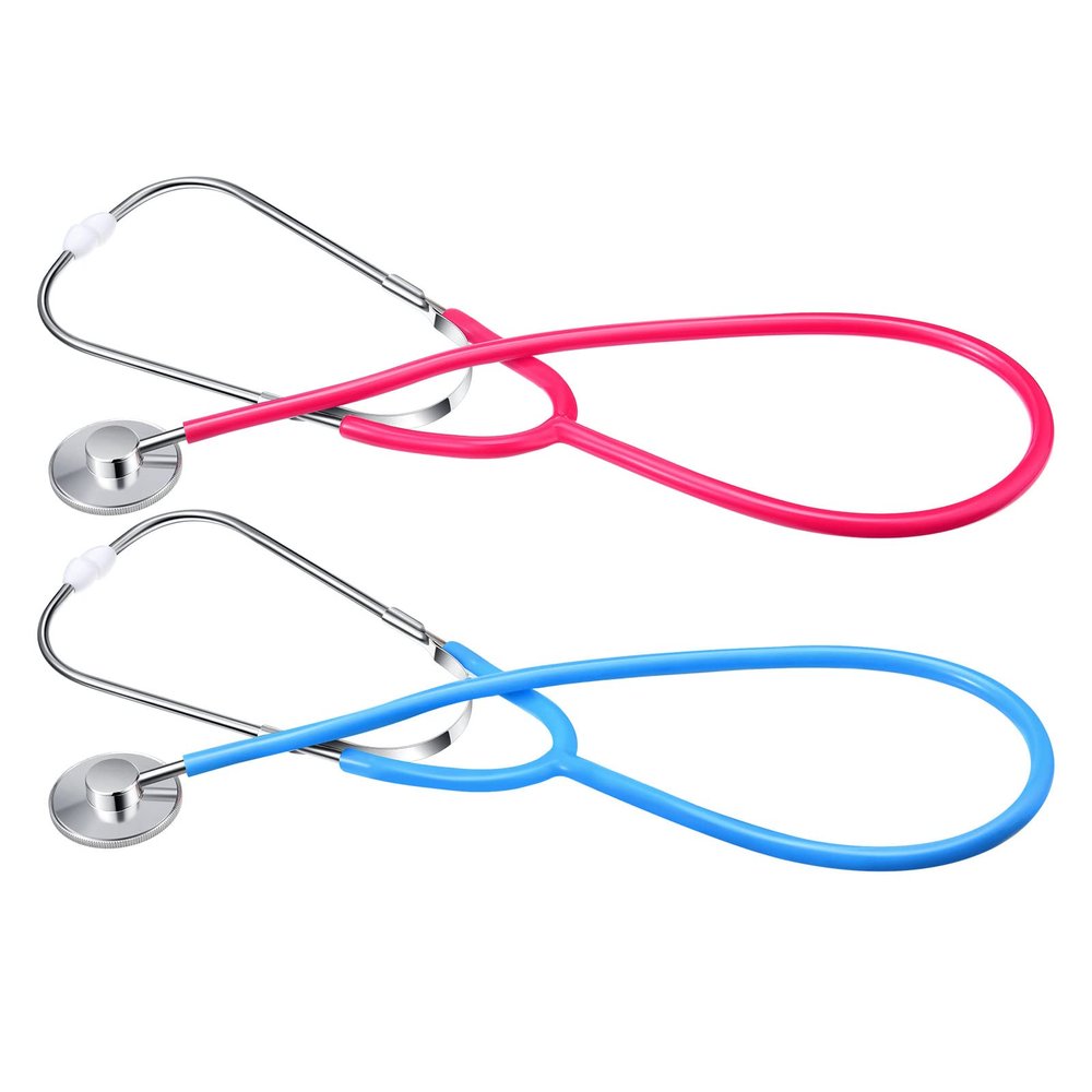 meekoo 2 Pack Kids Stethoscope Toy Real Working Nursing Cosplay Doctors Nurses Stethoscope for Kids Role Play Girls Boys Cosplay Costume Pretend Game Accessories(Pink, Blue)