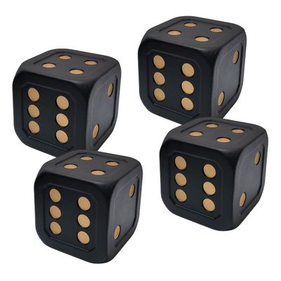 Macro Giant Jumbo 6-Inch Soft Foam Dice (Set of 4)  Black Gold Colors  Oversized PU Foam Cubes for Classroom Math Games & Early Learning