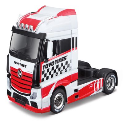 Bburago B18-32201 Street FIRE HAULERS Custom CABS Die-Cast Truck-MB ACTROS GIGASPACE-1:43 Scale-Collectible Toy Model, Assorted Designs and Colours