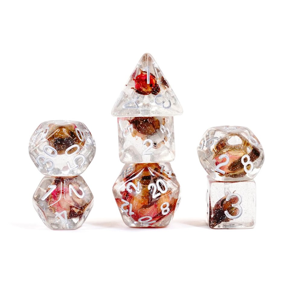 FanRoll 16mm Resin Poly DND Dice Set: Rose Dice, Role Playing Game Dice for Dungeons and Dragons