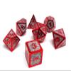 Heroic Dice of Metallic Luster - 7 Piece Metal Polyhedral Dice Collection (Silver with Red Font) view 1