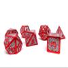 Heroic Dice of Metallic Luster - 7 Piece Metal Polyhedral Dice Collection (Silver with Red Font) view 2