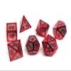 Heroic Dice of Metallic Luster - 7 Piece Metal Polyhedral Dice Collection (Silver with Red Font) view 3