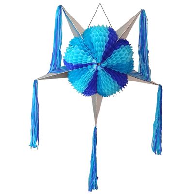 Large 5-Point Star Blue Pinata for Boys and Girls, Handmade Mexican Piata, Baby Shower Pinata, Birthday Pinata, Quinceanera Pinata, Cinco de Mayo Pinata, Gender Reveal Party Fiesta, Foldable Pinata supports up to 6 lb of candies