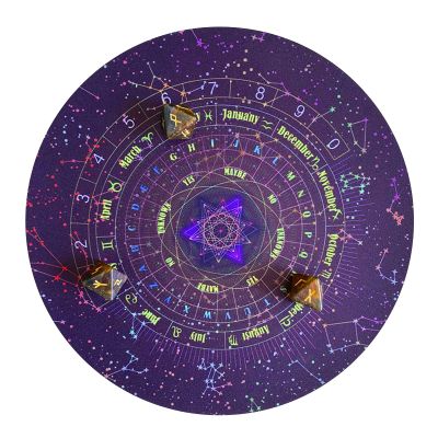 Chenfly Altar Tarot Card Cloth, 12 Constellations Pentacle Tablecloth, Starry Sky Rubber Pad for Divination, Altar Tarot Card Tablecloth 8.66 inches